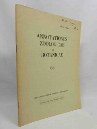 kolektiv, autorů, Annotationes zoologicau et botanicae, 1971