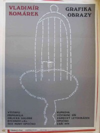Komárek, Vladimír, Vladimír Komárek: Grafika, obrazy, Výstavu připravila Orlická galerie Rychnov n. Kn. , ŠKK MěNV - Opočno, Kupkova výstavní síň, Zámecký letohrádek Opočno, záři 1979, 1979