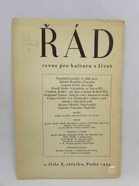 kolektiv, autorů, Řád: Revue pro kulturu a život: (1. číslo X. ročníku), 1944