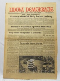 kolektiv, autorů, Lidová demokracie 13. 5. 1945, ročník I, číslo 2: Němce a Maďary odsud dostaneme!; Budoucí vojenská správa Německa, 1945