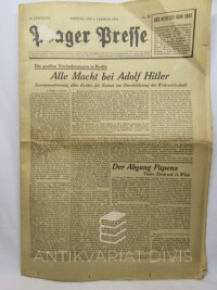 Laurin, Arne, Prager Presse, ročník 18; 6. února 1938: Alle Macht bei Adolf Hitler - Zusammenfassung aller Kräfte der Nation zur Durchführung der Wehrwirtschaft, 1938