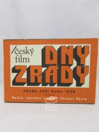 kolektiv, autorů, Leták - český film Dny zrady, 1973